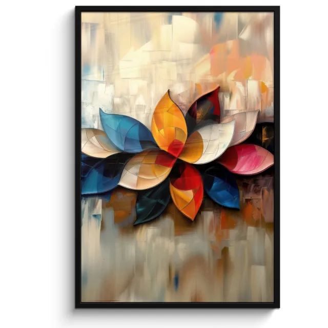 FrameYourWall Poster in lijst - Fotolijst 80x120 cm - Posters - Bloem - Abstract - Kleurrijk - Bladeren - Posterlijst zwart - Decoratie - Wanddecoratie woonkamer - Muurdecoratie slaapkamer
