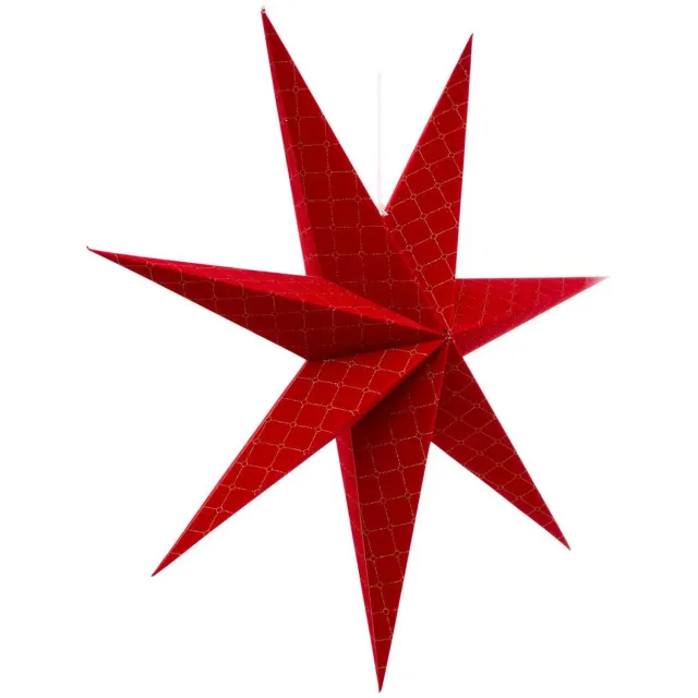 Feeric lights & Christmas Stervormige dennenboomversiering van rood en groen papier, 72 cm Rouge