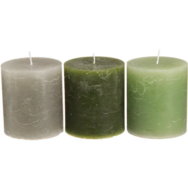 Viana Set pilaarkaarsen, 3 tinten groen, door en door geverfd, decoratieve k groente