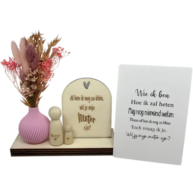 Stars 4 you Geschenkbox Wil jij mijn METER zijn? | roze| wie ik ben | droogbloemen | meter vragen | meter worden | peettante vragen | peettante worden | cadeau | doosje met een vraag
