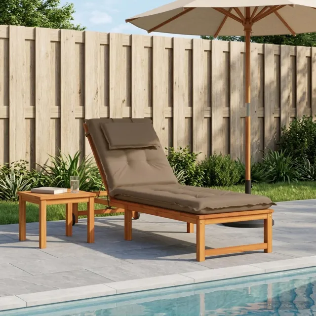 vidaXL Ligstoel Kussen GEMERT 100% Polyester Taupe 190 x 60 x 9 cm