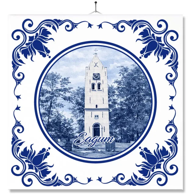 MC Living Tegel Met Opdruk | Eagum | Delft Blauw | Cadeau | Inclusief Geschenkdoos | Standaard | Ophangsysteem Multi-Color