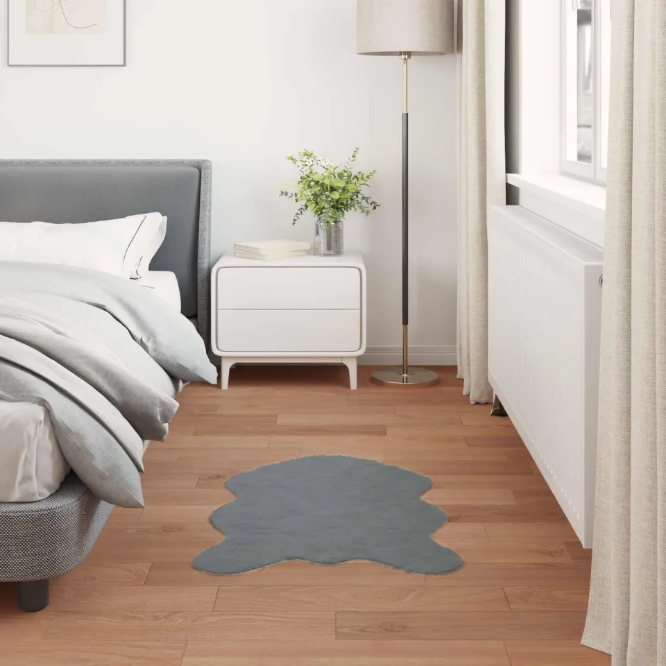 vidaXL Antislip vloerkleed van imitatie konijnenbont OLITE Antraciet, foto 3