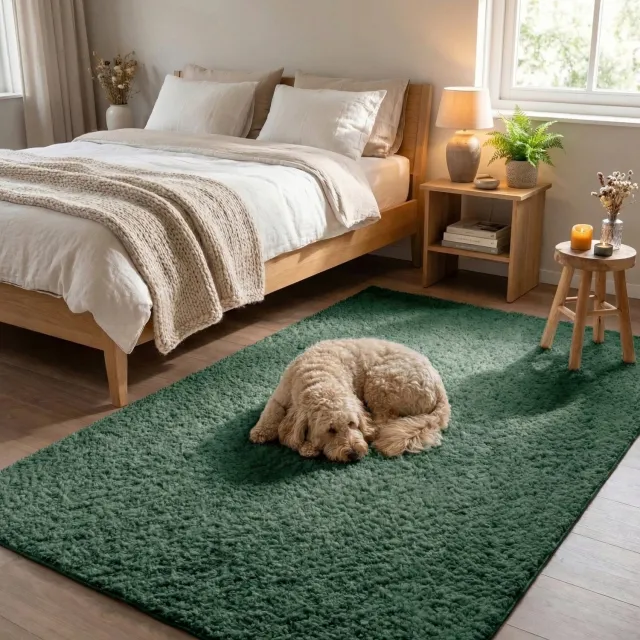 NATURL. Fluffy vloerkleed - Bobby Groen - 120x170cm