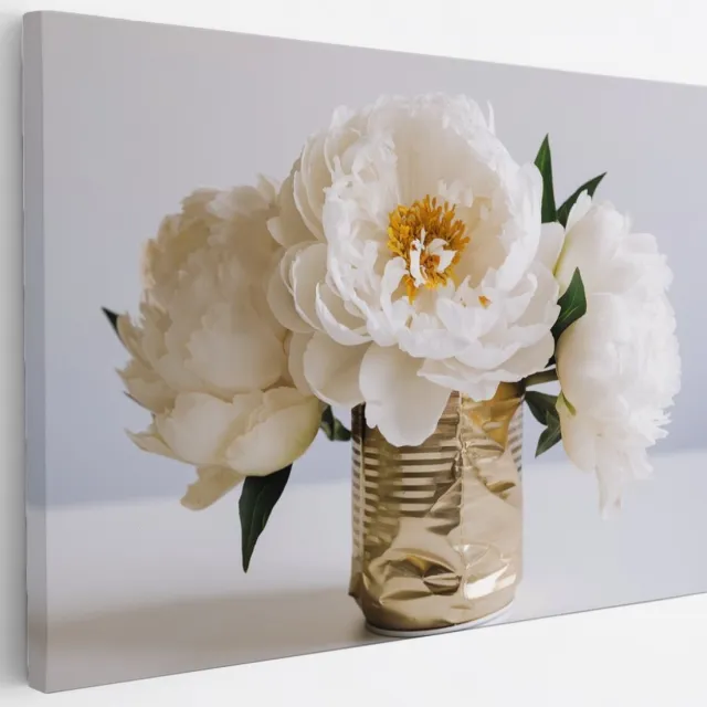 Saammp Canvas Schilderij - Bloemen in Blikje - Abstract - 30x20 - Foto op canvas - Wanddecoratie - Muurdecoratie Woonkamer - Kantoor Decoratie Multicolor