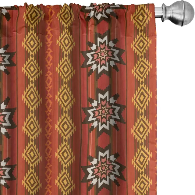 ABAKUHAUS Gordijnen – 2-delige set 75x225 cm – Oranje Geel Wit – Microvezel, halfverduisterend