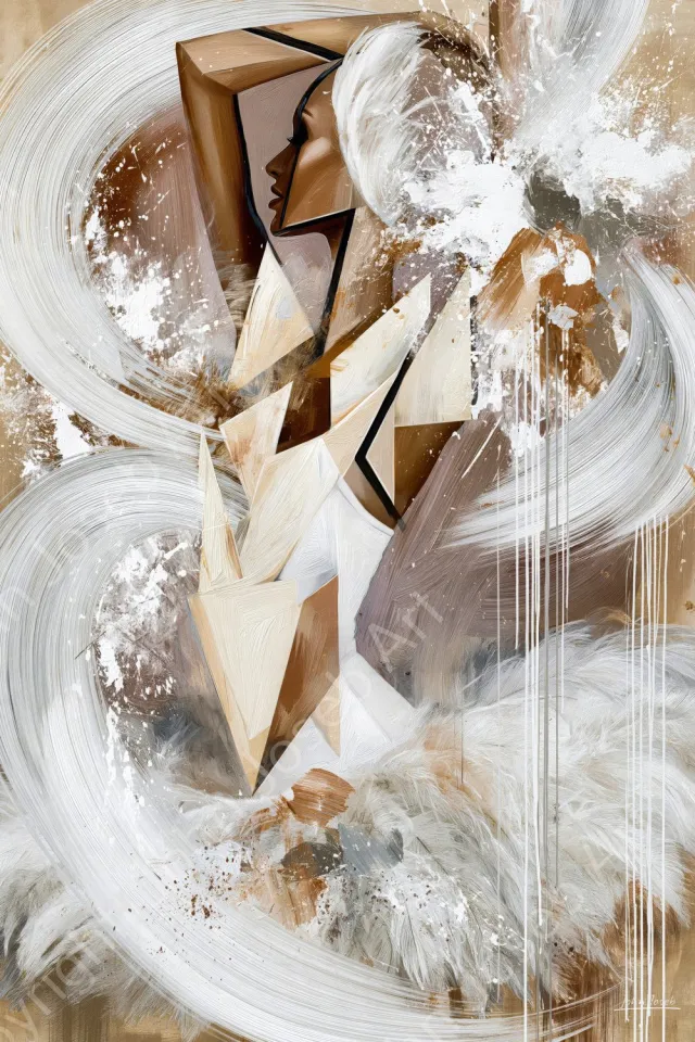 John Joseb Art (Glas) 120x80 | Ballerina, danseres, abstract, Japandi stijl, bruin, kunst, ballet, kleurrijk, dansen, dans, beige, wit, modern | Foto-schilderij-glasschilderij-acrylglas-acrylaat-wanddecoratie Acrylglas, dikte 5 mm