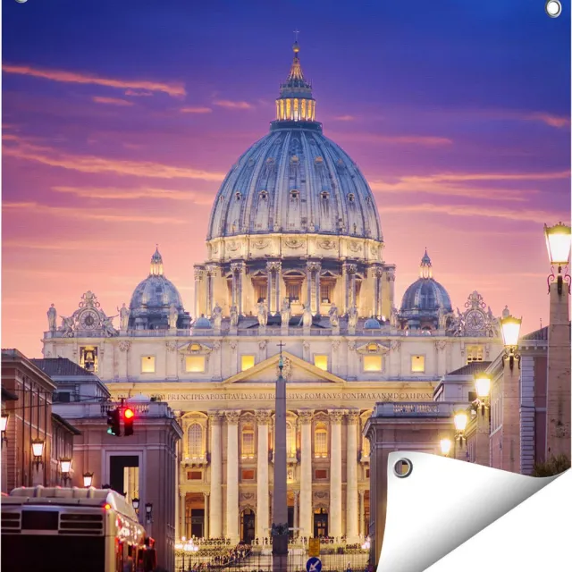 Gards Tuinposter Sint Pietersbasiliek in Rome, Itali� - 60x60 cm - Tuindoek - Tuindecoratie - Wanddecoratie buiten - Tuinschilderij Multikleur