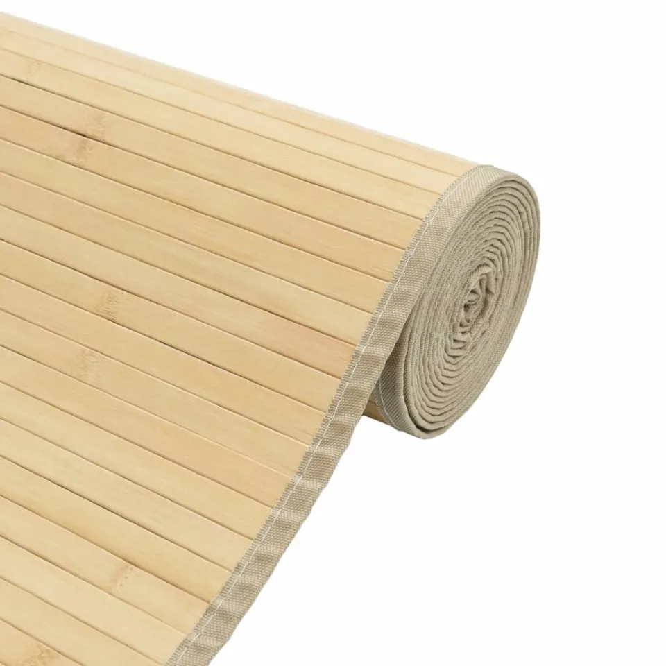 vidaXL Vloerkleed rechthoekig 70x1000 cm bamboe lichtnaturel beige, foto 4