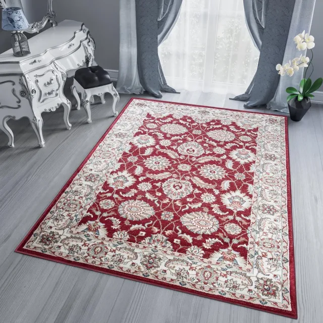 Tapiso Dubai Vloerkleed Modern Oriental Oosters Rood Tapijt Beige Rood3
