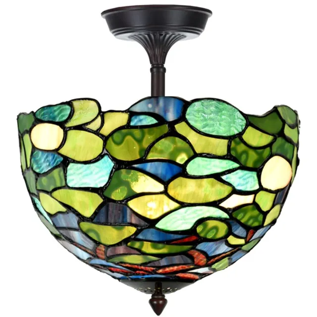 Coloured by Art Tiffany Verlengde Plafonnière Hortensia - Art Deco Trade Lichtgroen