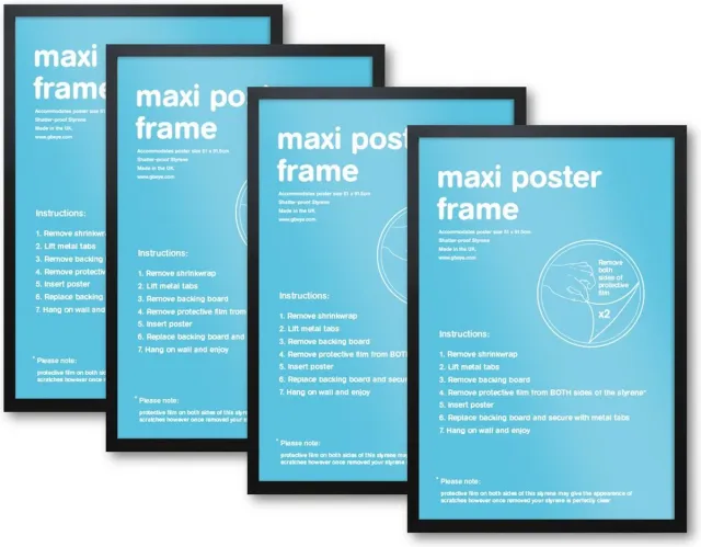 Posterpoint Fotolijst - Houten zwarte rand - Set van vier wissellijsten - Formaat A3 - 29,7 x 42 cm wit