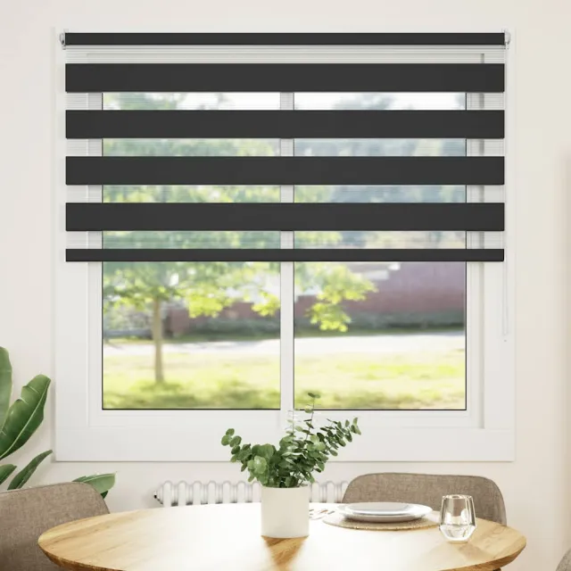 vidaXL Zebra rolgordijn 120,9 x 175 cm stofbreedte 116,7 cm zwart