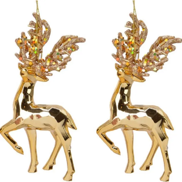 Decoris Kerstboomhanger rendier - 6x - 16 cm - goud - kunststof - feestelijk Goudkleurig