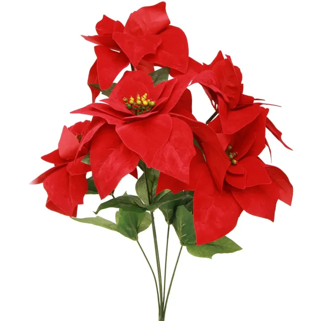 Viana Poinsettia Kerstster Rood Kunstmatig L55cm 2st