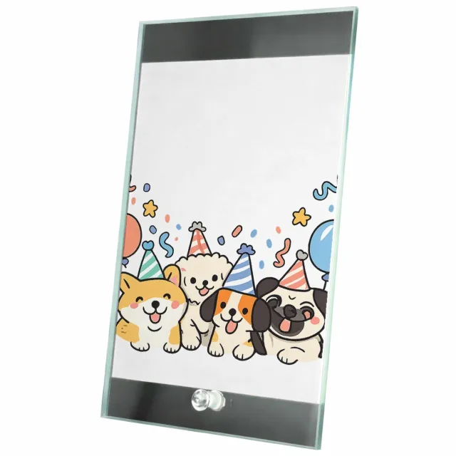 Mr Cadeautjes Glasframe 15 x 23 - design Feestelijke hondenparty met een persoonlijke leeftijdsboodsc | cadeau Wit