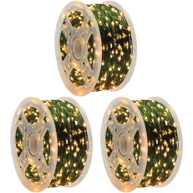 ANMI LED Lichtslang Kerstverlichting 50m (3 Stuks) – 500 LED Warm Wit – Voor Kerstboom, Tuin & Balkon – Binnen/Buiten – Met Afstandsbediening