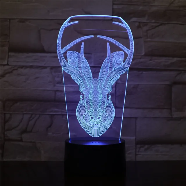 MC Living 3D Led Lamp Met Gravering - RGB 7 Kleuren - Hert