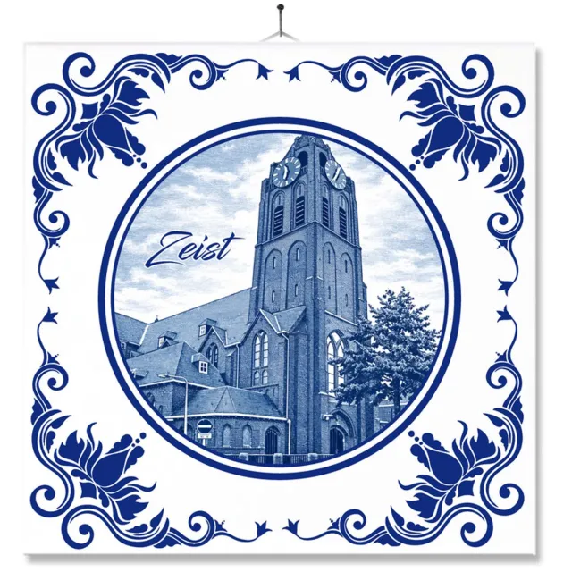 MC Living Tegel Met Opdruk | Zeist | Delft Blauw | Cadeau | Inclusief Geschenkdoos | Standaard | Ophangsysteem Ontwerp 2