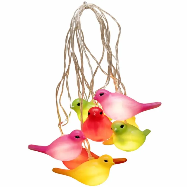 Konstsmide 1476 - Snoerverlichting - 8 lamps LED multicolor vogels - 350 cm - 24V - voor binnen - warmwit