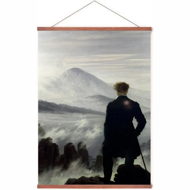 Esque Poster In Posterhanger - Der Wanderer - Kader Hout - Caspar David Friedrich - 70x50 cm - Ophangsysteem