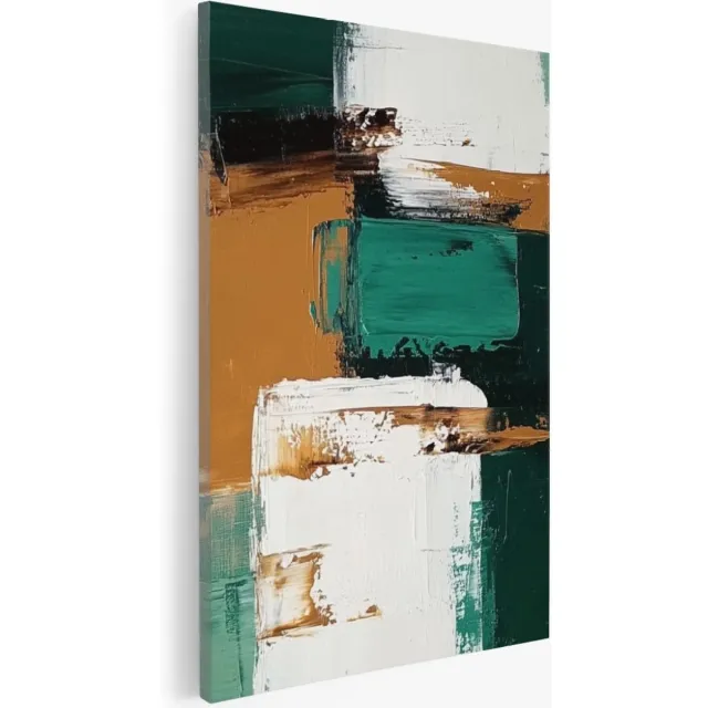 Saammp Canvas Schilderij - Patroon - Groen - Abstract - 60x90 - Foto op canvas - Wanddecoratie - Muurdecoratie Woonkamer - Slaapkamer decoratie - Canvas Print Multicolor