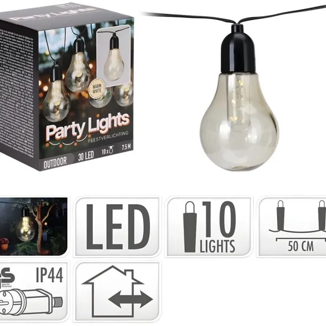 Koopman Partylights | 30 LED's | 7.5 m | Warm Licht