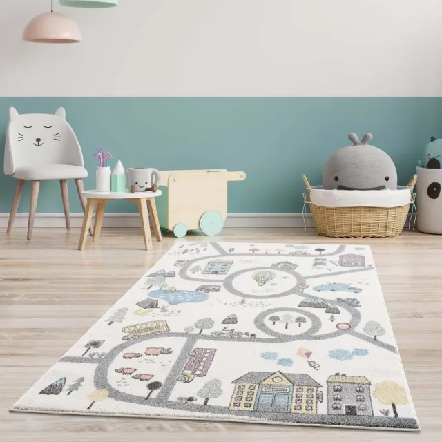 OmidCarpets.BE Blauw en Grijs Tapijt Laagpolig Vloerkleed Koho Beige Essence - 80x300cm- Modern - Woonkamer - Salon - Slaapkamer - Eetkamer