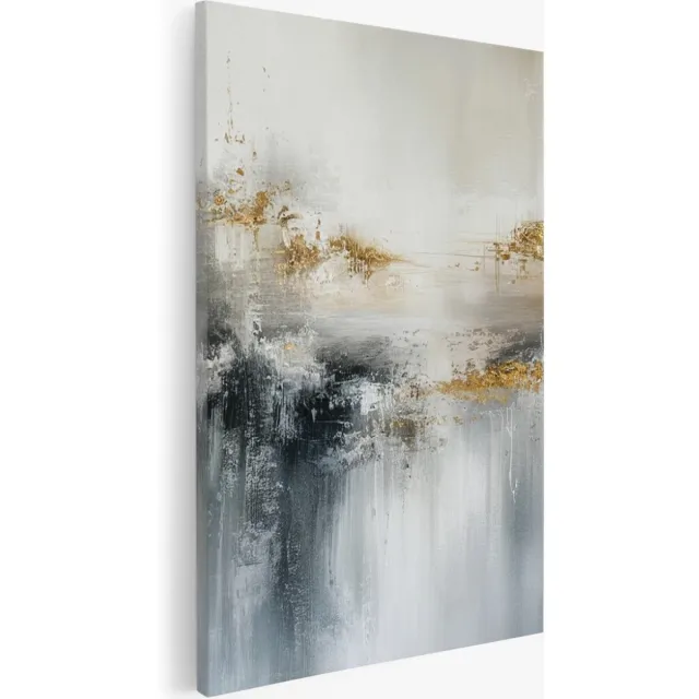 Saammp Canvas Schilderij - Neutrale kleuren - Abstract - 100x150 - Foto op canvas - Wanddecoratie - Muurdecoratie Woonkamer - Slaapkamer decoratie - Canvas Print Multicolor