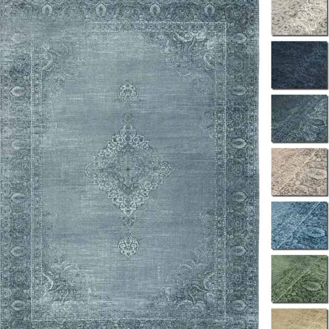 TESSO LIVING Kelim Vintage Vloerkleed - Zilver 195 X 280 cm - Premium Laagpolig Woonkamer Tapijt - Anti-Slip, Machinewasbaar & Super Zacht
