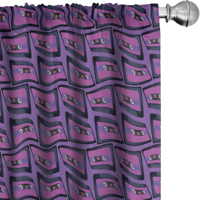 ABAKUHAUS Retro gordijnen 2x75x225 cm – microvezel – fuchsia en blauwviolet