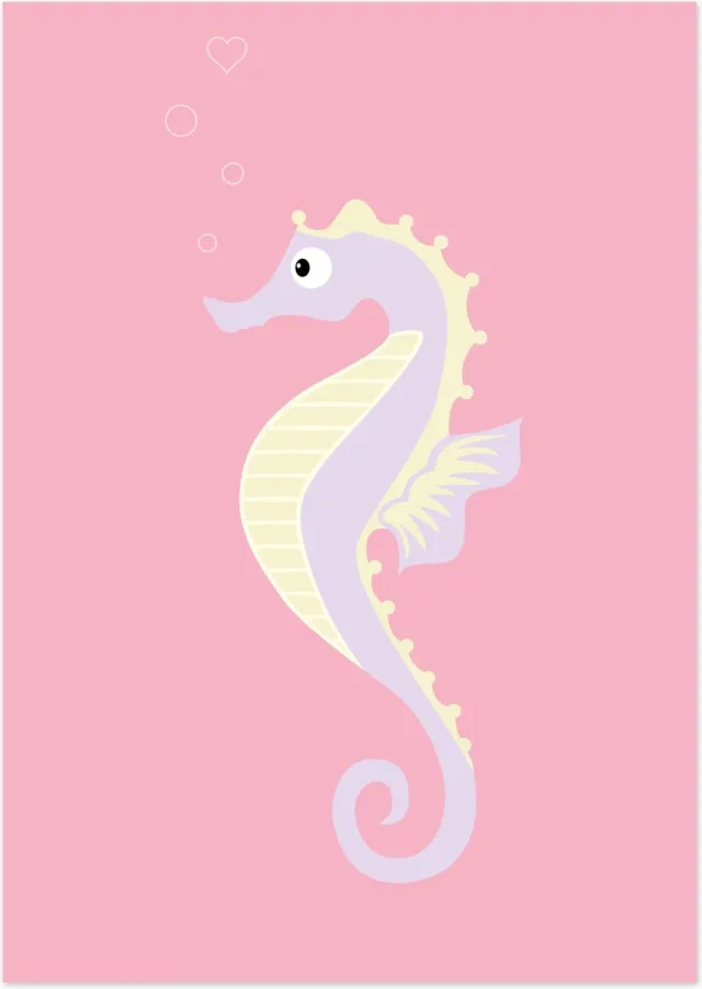 De Lange Koe Zeepaardje | A3 poster Roze