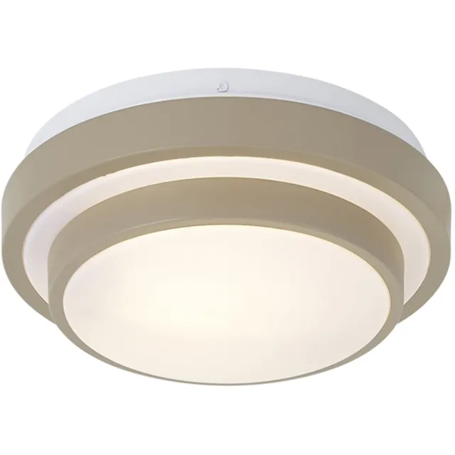 QAZQA moderne plafondlamp, plafonniere - Walden - taupe, rond, 25.5cm, ideale badkamerlamp en buitenverlichting lamp