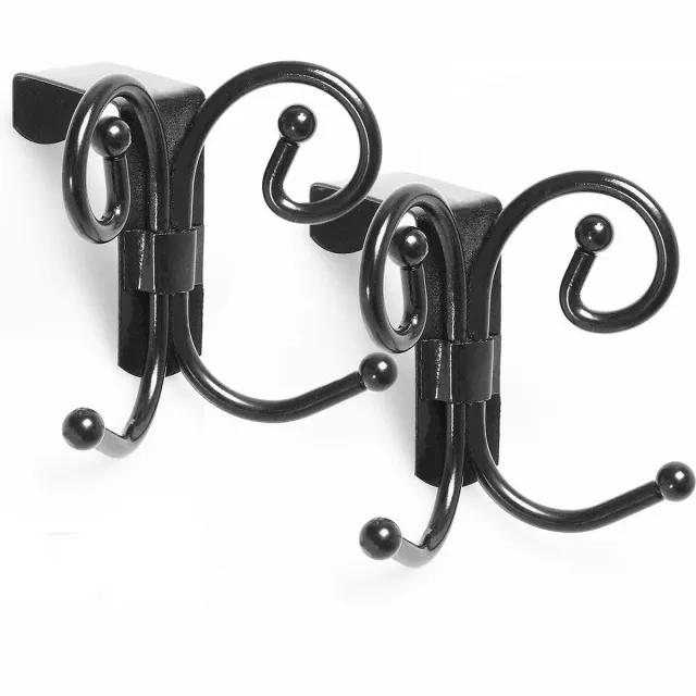 CaliCosy Set van 2 kapstokken voor deuren in imitatie smeedijzer 4cm Zwart