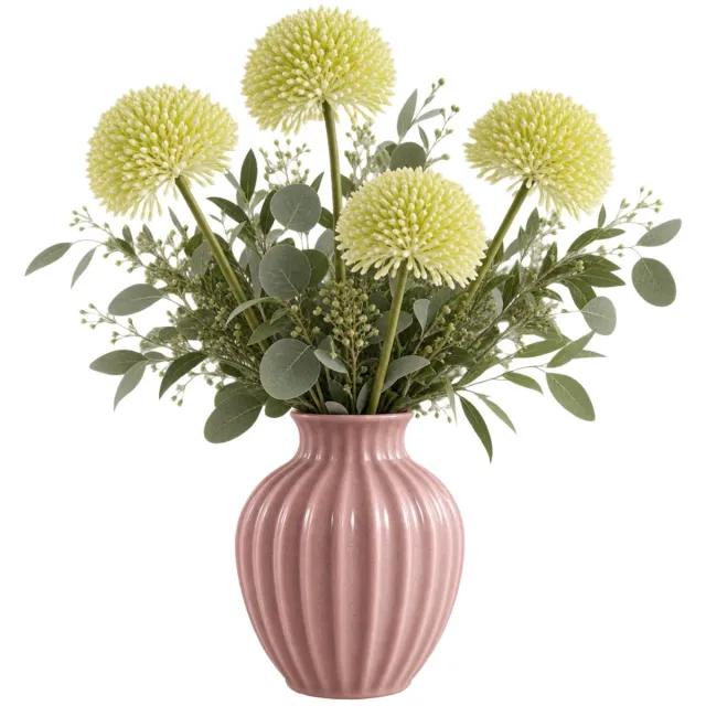 Bellatio Design Sierui Globemaster kunstbloem - 4x - losse steel - creme wit - 44 cm - Natuurlijke uitstraling