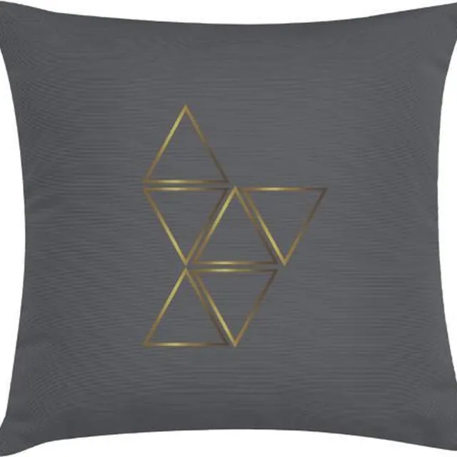 TAK Design Kussen Gold Triangle - Katoen - 45 x 45 cm Grijs/Goud