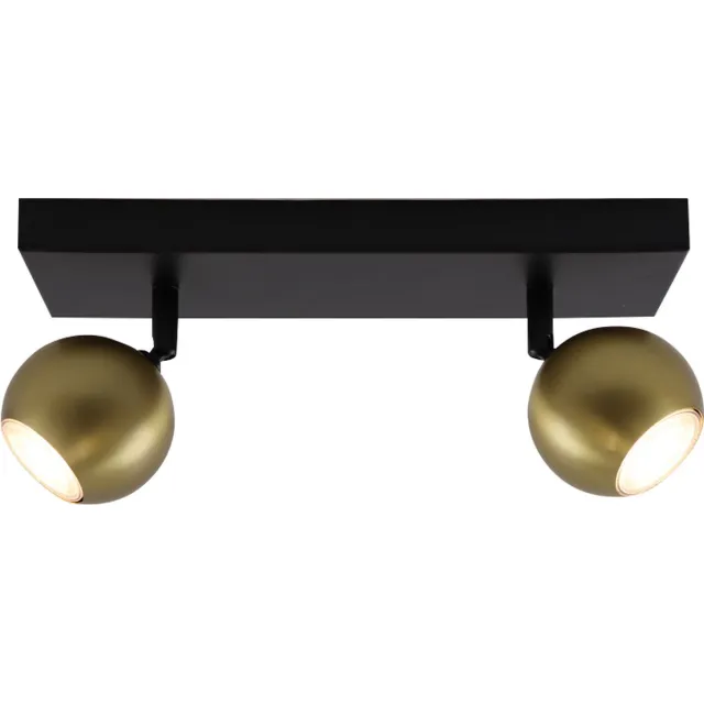 Olucia MATEA - Plafondlamp - Messing / Zwart - 2L - Vorm: Rechthoek
