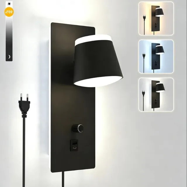 Br@ndless Bedlampjes Hoofdbord - Leeslampjes - Bedlamp Slaapkamer Volwassenen-Zwart