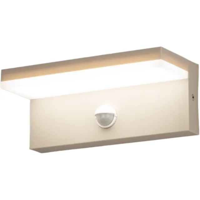 Lumidora Wandlamp 75644 - Voor buiten - PIR SENSOR - Ingebouwd LED - 10.0 Watt - 1000 Lumen - 6500 Kelvin - Beige - Kunststof - Buitenlamp - IP54 - Met Sensor