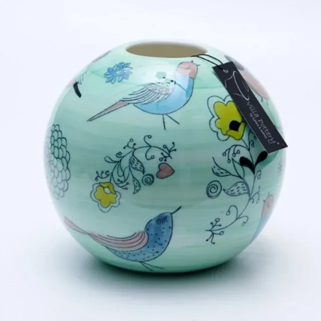 Villa Pottery Vaas - Villa Pottery - Decoratie - Woondecoratie - Porselein - Waterdicht - Happy Ball C Blauw
