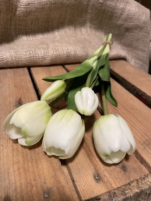 KNUS Lifestyle Kunstbloem Tulp - Wit - Real touch tulpen - 43 cm - Boeket - Kunstbloemen - Kunst bloem - Sally tulp - White - Interieur - Sfeer - Voorjaar - Pasen - Paasdecoratie - Bloemen - Moederdag - Oma - Decoratief - Deco - Decoratie