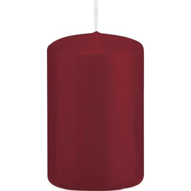 Trend Candles Cilinderkaars/stompkaars - bordeauxrood - 5 x 8 cm - 18 branduren - met brandvertragende folie Bordeaux rood