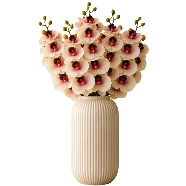 Bellatio Design Kunstbloem Orchidee Bora - 5x - roze - 77 cm - losse steel - kunst zijdebloemen - Phalaenopsis