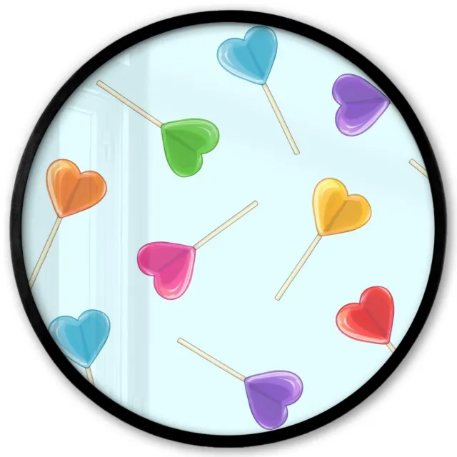 FrameYourWall Poster in lijst Rond - Fotolijst 40x40 cm - Posters - Lolly - Regenboog - Snoep - Ronde posterlijst zwart - Decoratie - Wanddecoratie woonkamer - Muurdecoratie slaapkamer