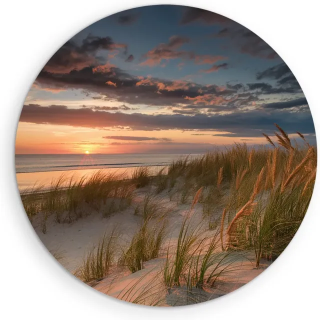 Saammp Muurcirkel Hout - Strand - Zee - Ø 90 - Wandcirkel - Wanddecoratie Cirkel - muurdecoratie Woonkamer - Slaapkamer decoratie - Rond Schilderij