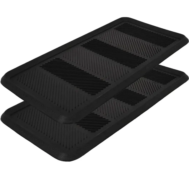 KOTARBAU 2 Stuks Schoenenlekbak, Lekbak Schoenen, Rubber, 80x40 cm, Zwart, Schoenenmat, Onderlegger Schoenen, Schoenendruipbak, Schoenmat, Schoenafdruipbak