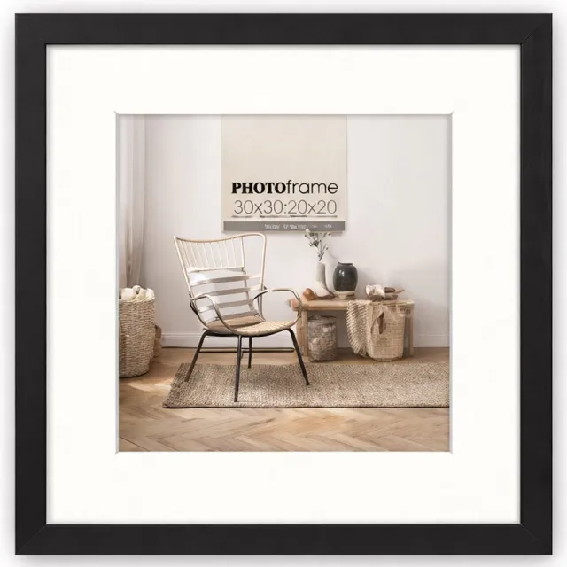 Zep Houten Fotolijst Malmo Zwart met Passe-partout voor foto formaat 20x20 / 30x30 cm