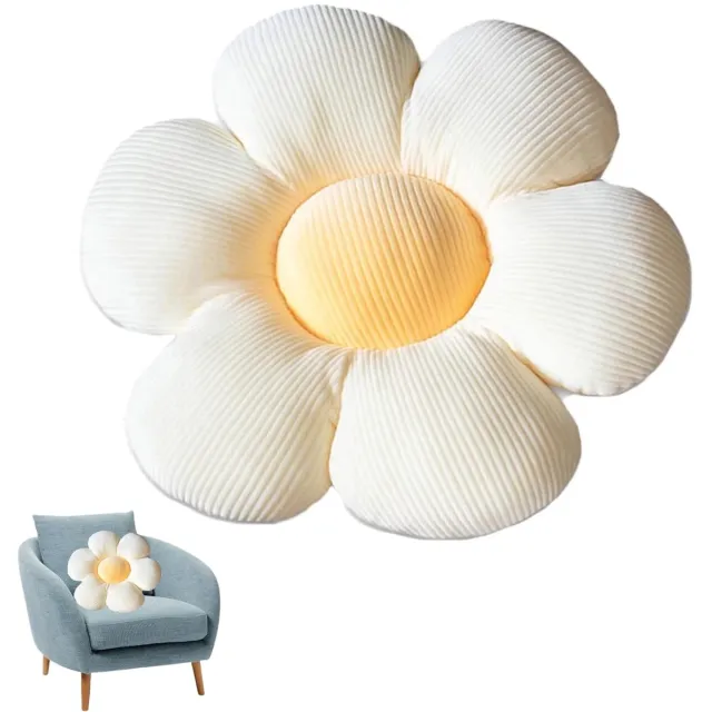 Ibenzoa Vrolijk Bloemvormig Vloerkussen van Pluche voor Comfortabele Zitervaring en Decoratie wit