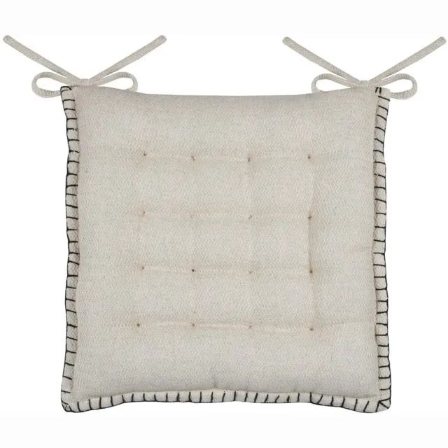 Stof Stoelkussen - Gequilt kussen voor stoel, strik, ALINE, 38 x 38 cm Beige