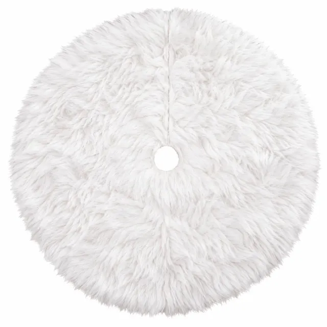 Ferocity Kerstboomrok 120 cm - Rond kerstboomkleed van zachte pluche - Met klittenband - Wit ecru